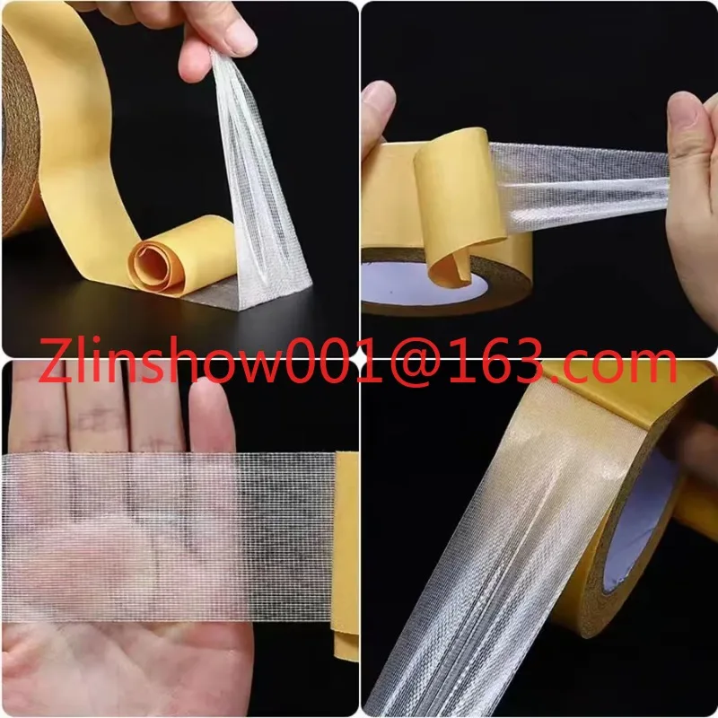 Double Sided Cloth Base Tape Translucent Waterproof Mesh Tape Traceless High Viscosity Carpet Adhesive Strong Fixation Tape