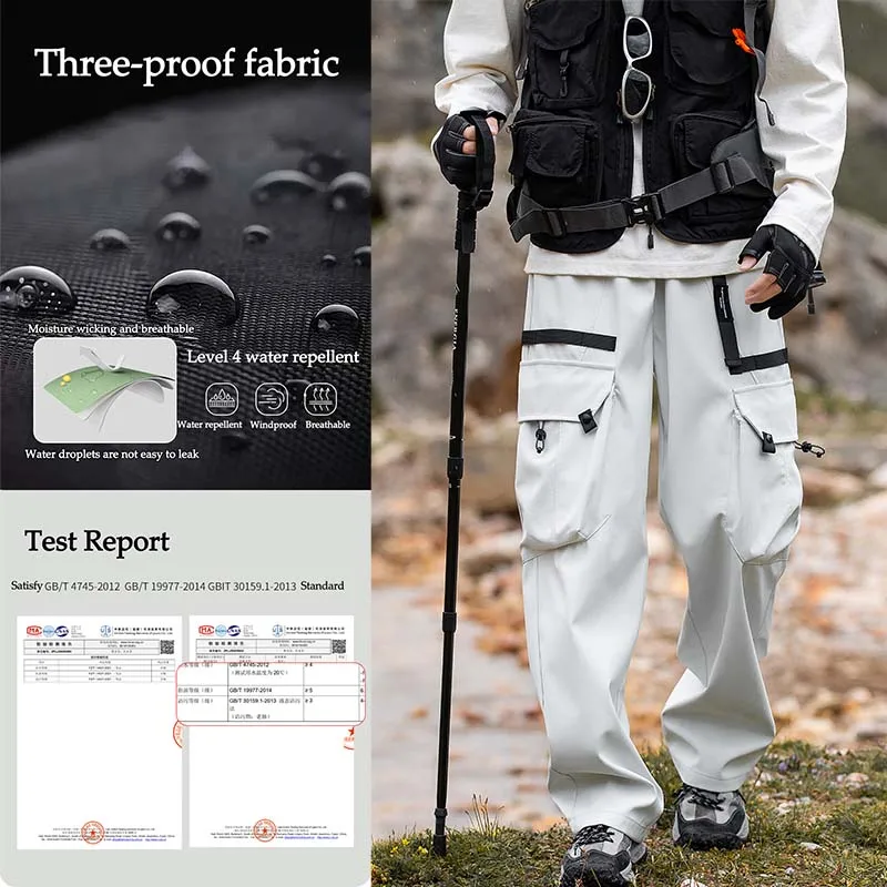 Men's Waterproof Hiking Pants Breathable Fishing Camping Huntting Outdoor Windproof Sport Pants Multi-Pockets Casual Trousers