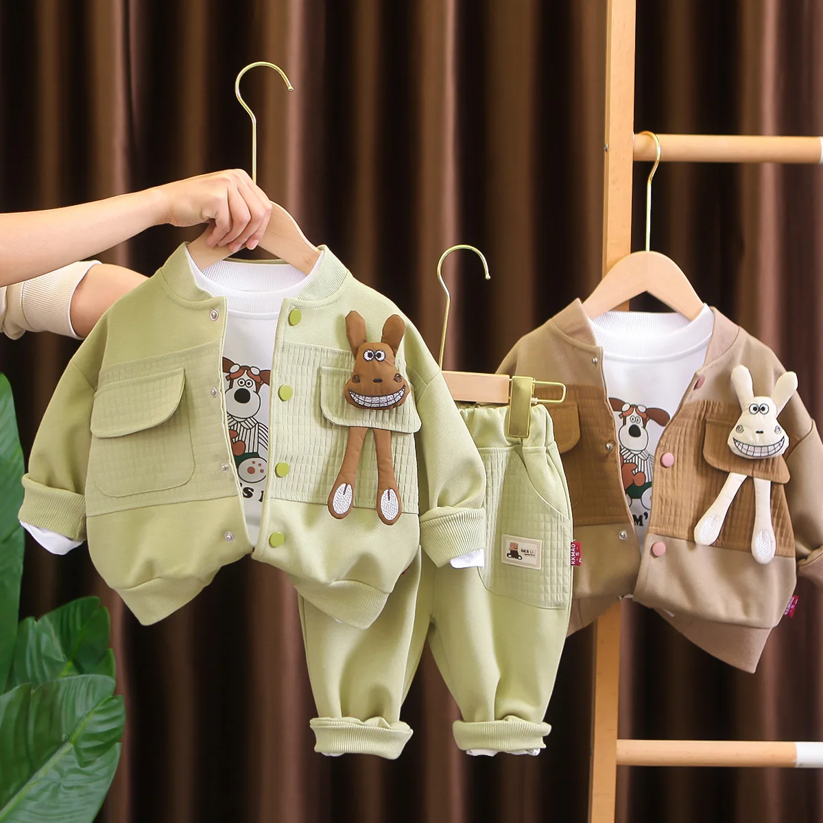 Boys Clothing Sets Spring Autumn 2024 Children Cute Jackets Pants T-shirts 3pcs Cotton Suit For Baby Tracksuits Kids Outfits 5Y