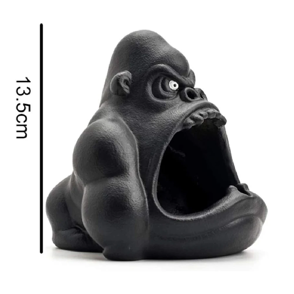 Ceramic Cartoon Gorilla Orangutan Ashtray Creative Gorilla Ashtrays Home Anti-flying Ash Ornament Smoking Accessories Decoration