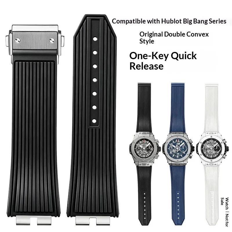 27x18mm Quick Release Silicone Watch Strap Compatible with Hublot Big Bang MECA-10 414.EX.5123.RX 401/1/5 Replacement Watch Band