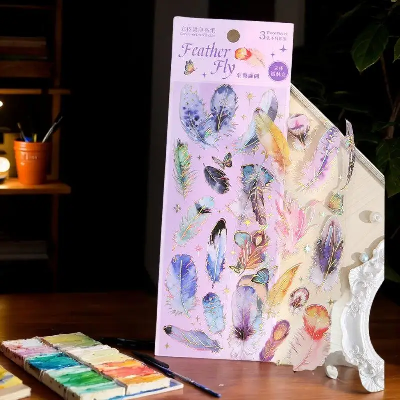 3 Blatt/Set Journaling- und Scrapbooking-Aufkleber zum Selbermachen, Basteln, Heißprägeaufkleber