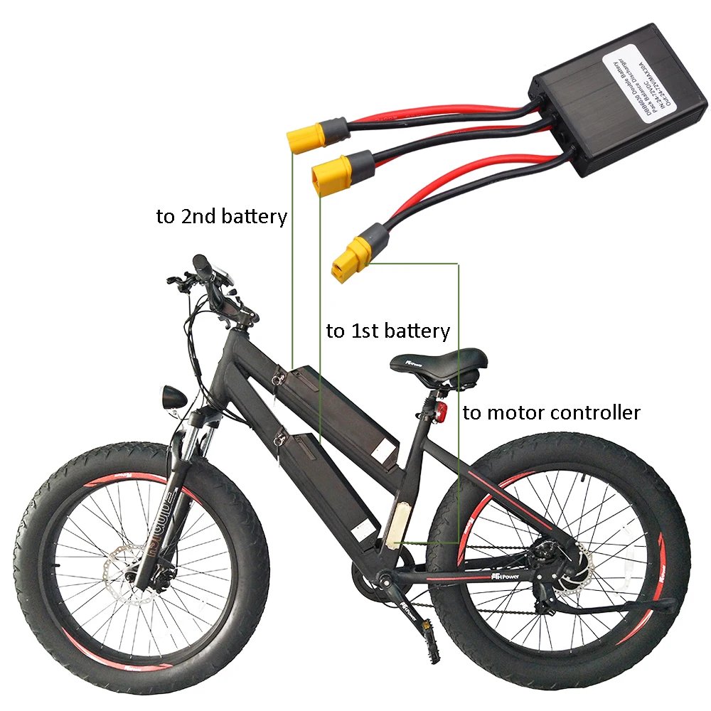 Double Li-ion Battery Pack Discharge Converter for Ebike, 30A Dual Battery Pack, Switch Balance, 24-72V DC