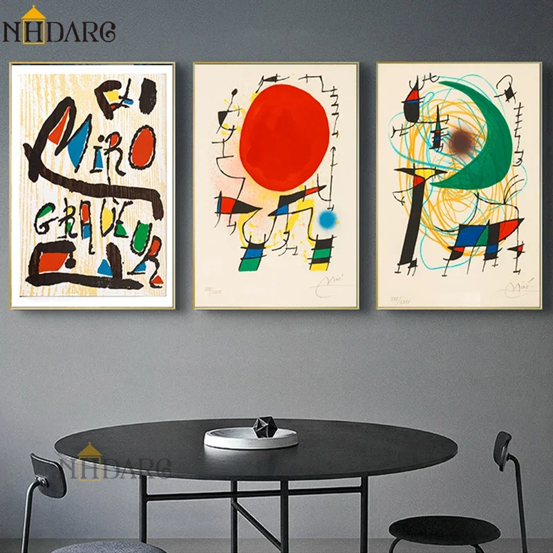 Unframe Scandinavian Modern Abstract Wall Art Ger Joan Miro Classic Vintage HD Canvas Poster Prints Home Bedroom Living Room Dec view 2