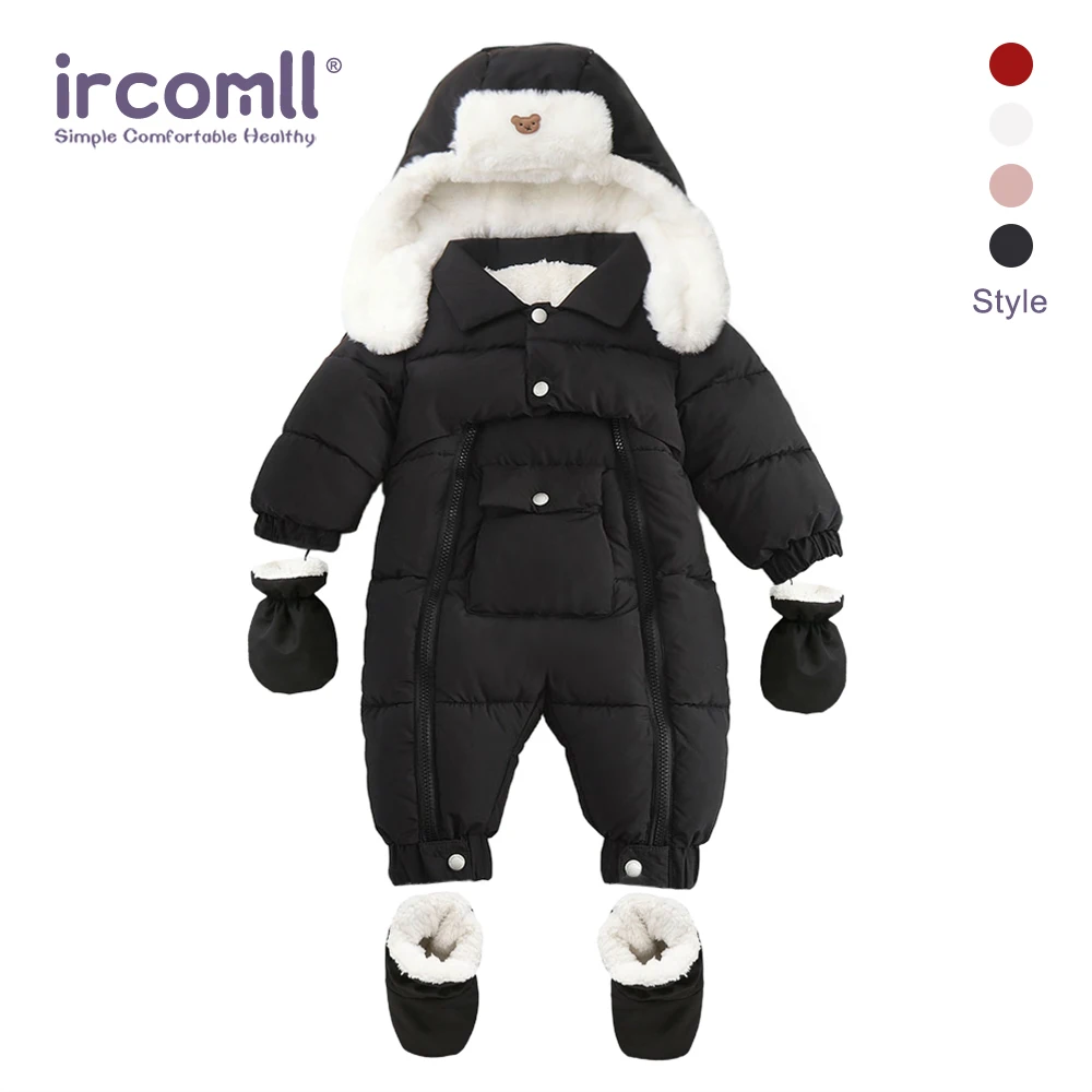 

Ircomll зимний детский комбинезон, толстая теплая флисовая куртка с капюшоном для малышей, пальто для новорожденных мальчиков и девочек, комбинезоны, хлопковая пуховая куртка
