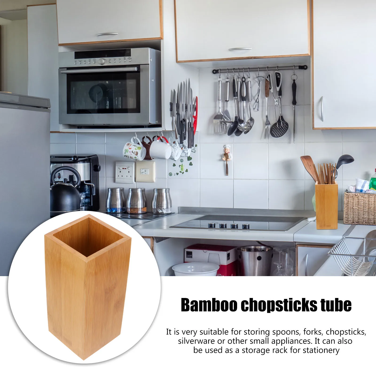 

1Pcs Bamboo Chopstick Holder Kitchen Utensil Organizer Multipurpose Rack for Chopsticks Spoons Forks Home Use Chopsticks Holder