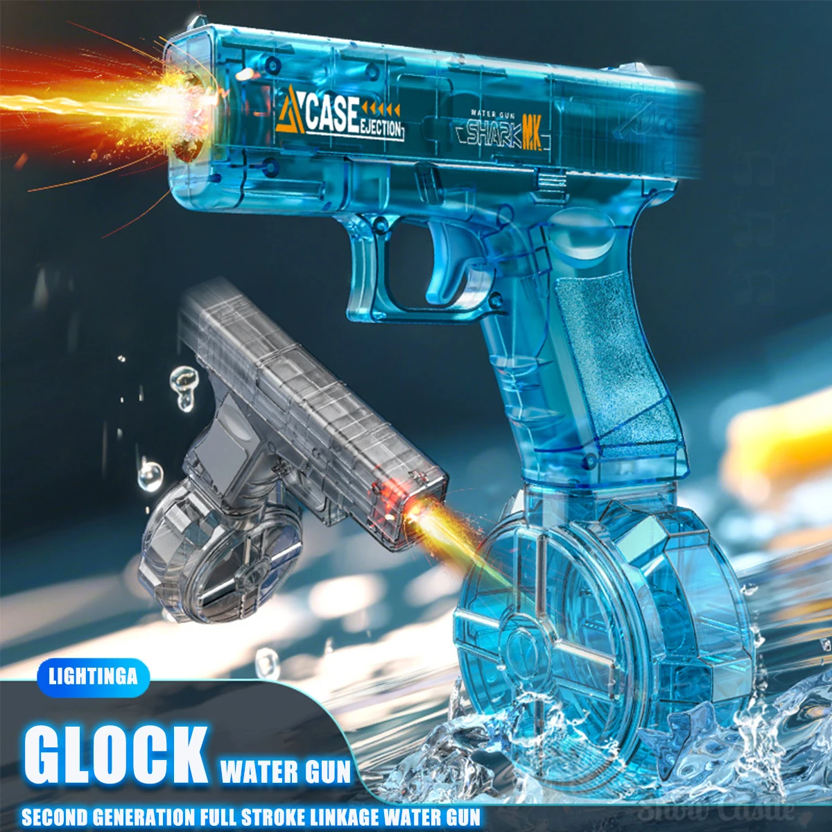

Glock Electric Water Gun with Gun Muzzle Flame High Capacity Squirt Gun Summer Outdoor Beach Swimming Pool Party Toy for Kid Gif