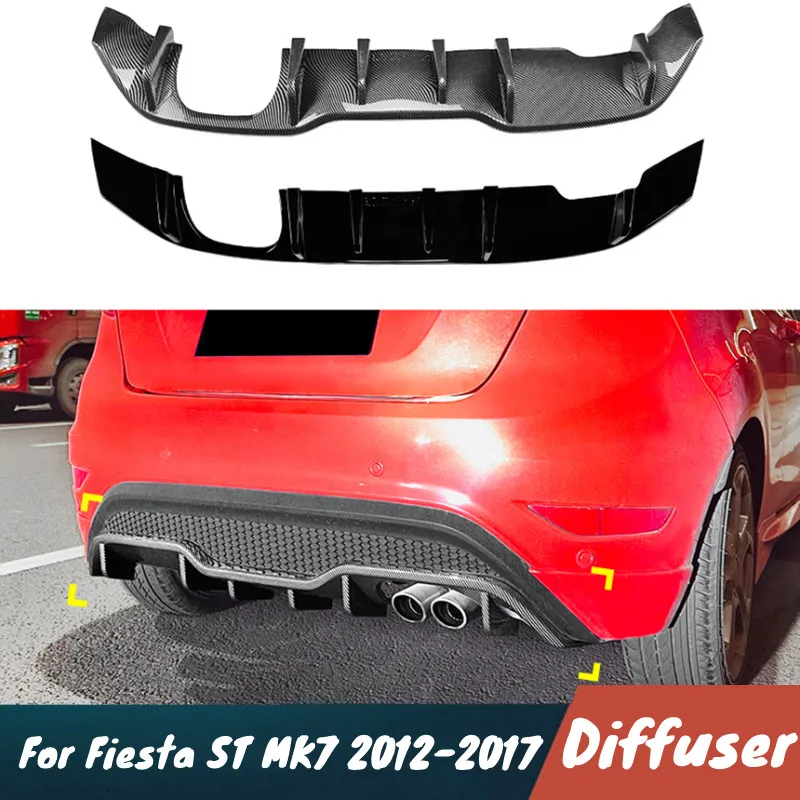 

Для Fiesta ST MK7 2012-2017 автомобильный задний бампер, диффузор, спойлер, черный карбоновый комплект кузова, внешние аксессуары, детали для тюнинга