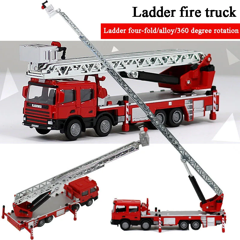 1:50 Alloy Fire Truck Toy City Simulation Water Tank Ladder Car Model Engineering Car ornaments Collection Kids Boy Gifts