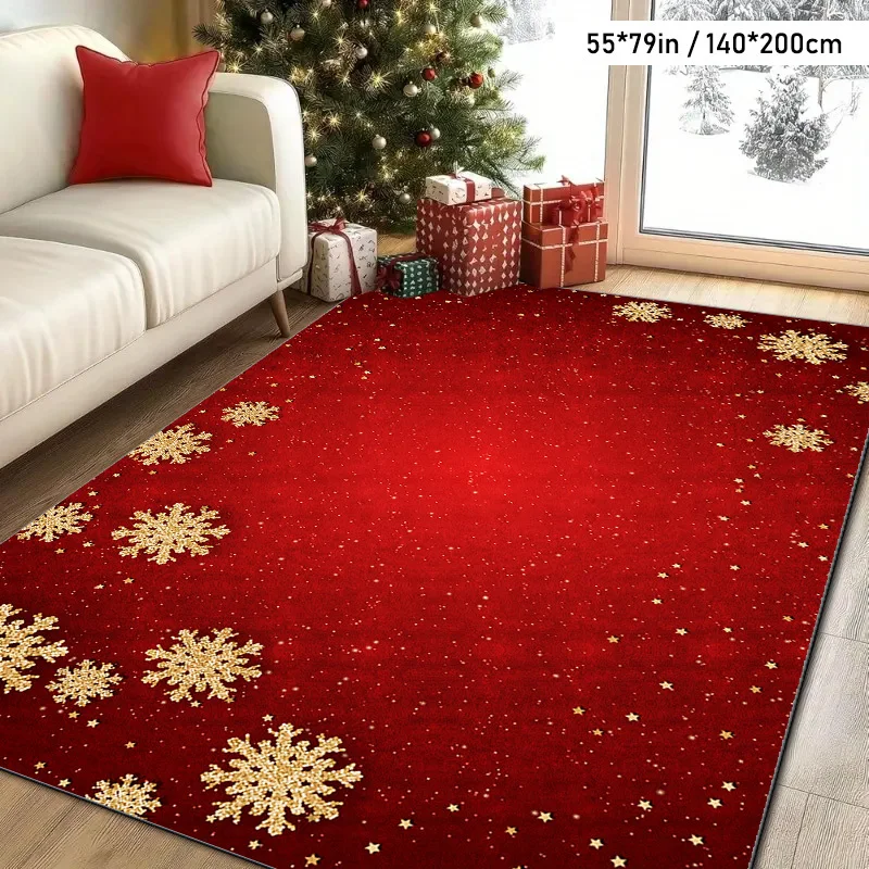1pc Modern Christmas Snowflake Pattern Rug, Indoor Use, for Living Room, Dining Room, Bedroom