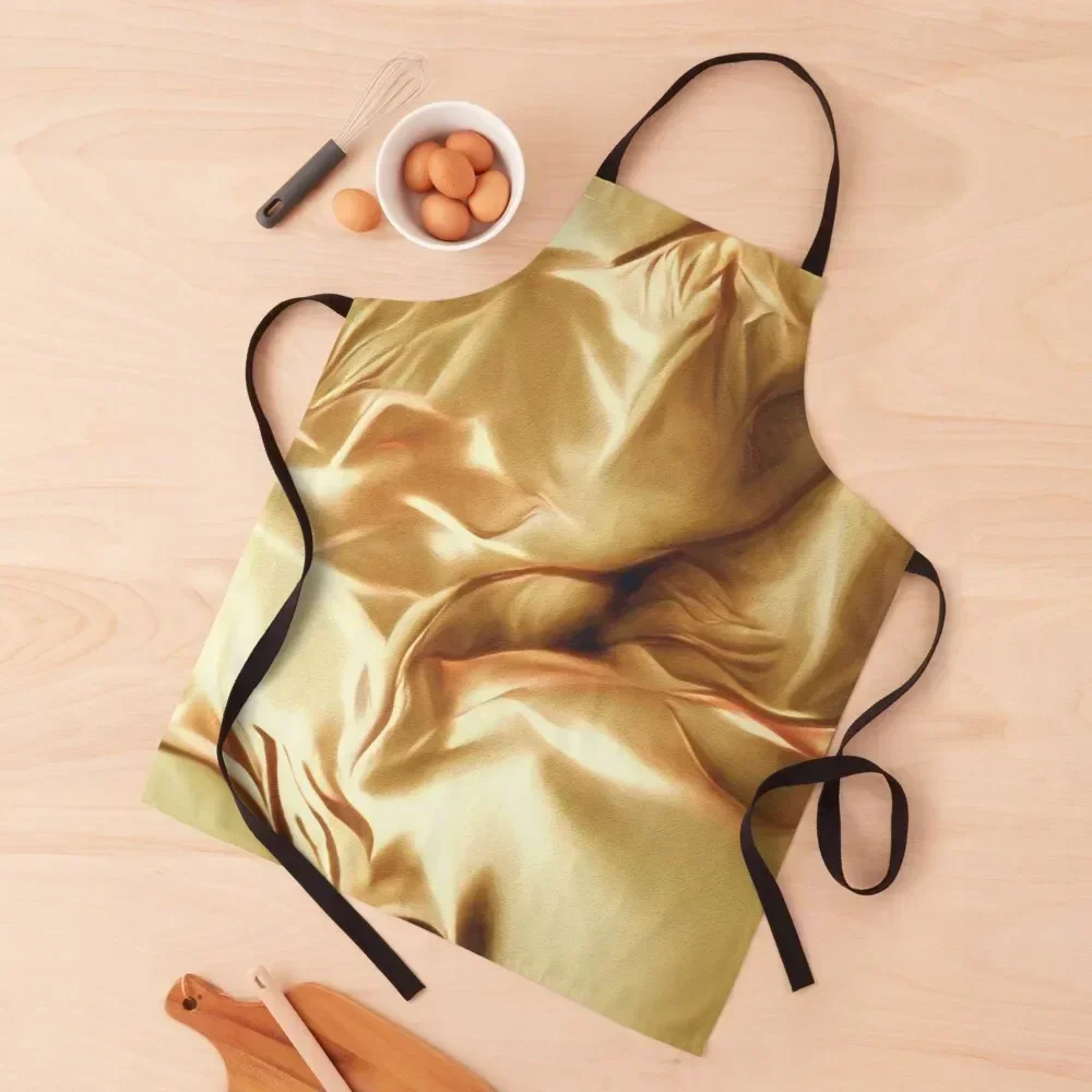 

Pale Gold Silk Satin Fabric Series 6 Apron kitchen girl bib Woman Kitchens Kitchen Man Apron