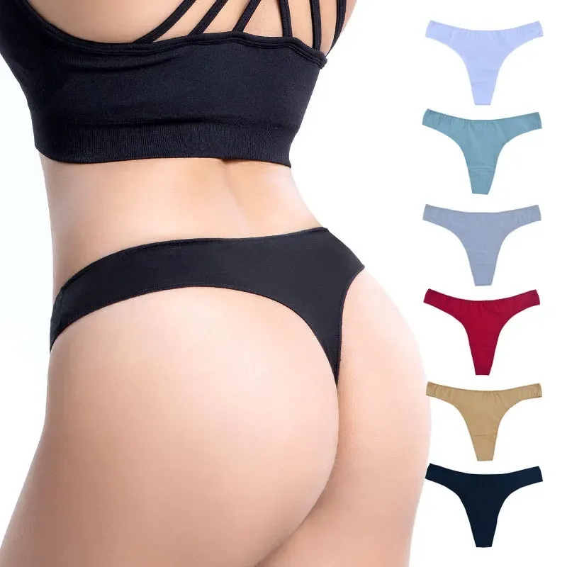 1pcs Cotton Women's Thongs Panties Sports Breathable Low Waist Underwear Lingerie Sexy Female Lady Solid Color G-String