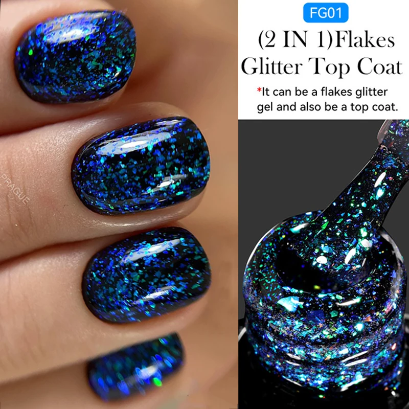 LILYCUTE brillant paillettes couche de finition feuille d'or effet Nail Art flocons Gel vernis à ongles tremper vernis Semi Permanent pour les ongles bricolage