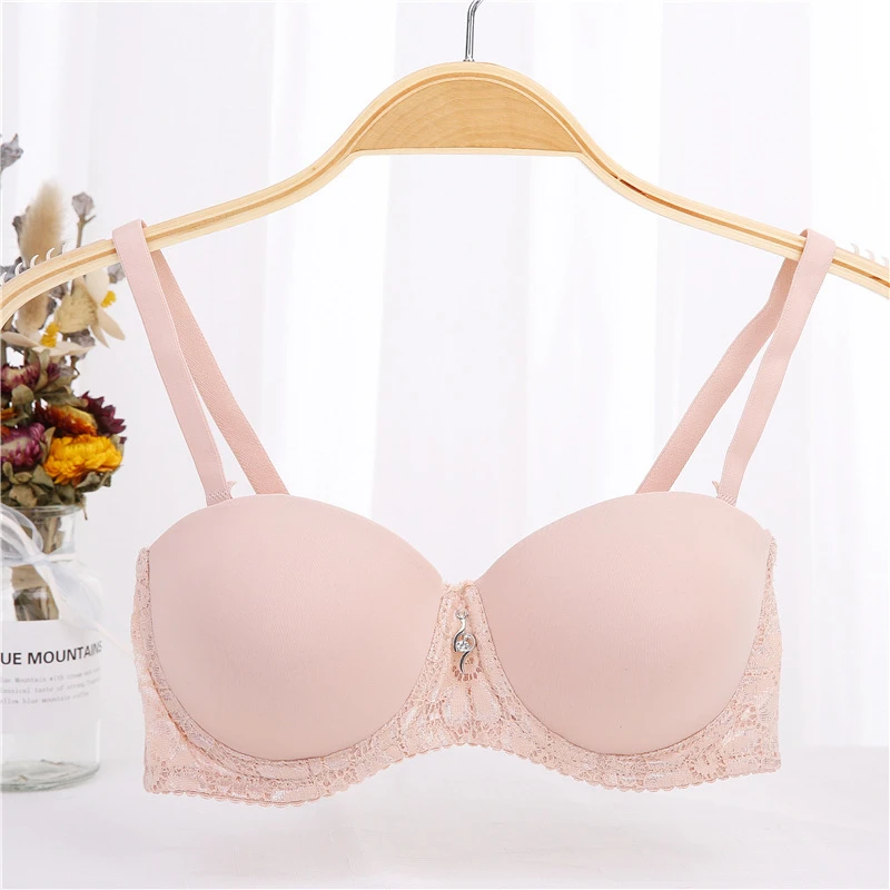 Half Cup Padded Chest Sexy Lace Women Bra  Underwear Adjustment PushUp Support Double Thicken  Bra for Girl