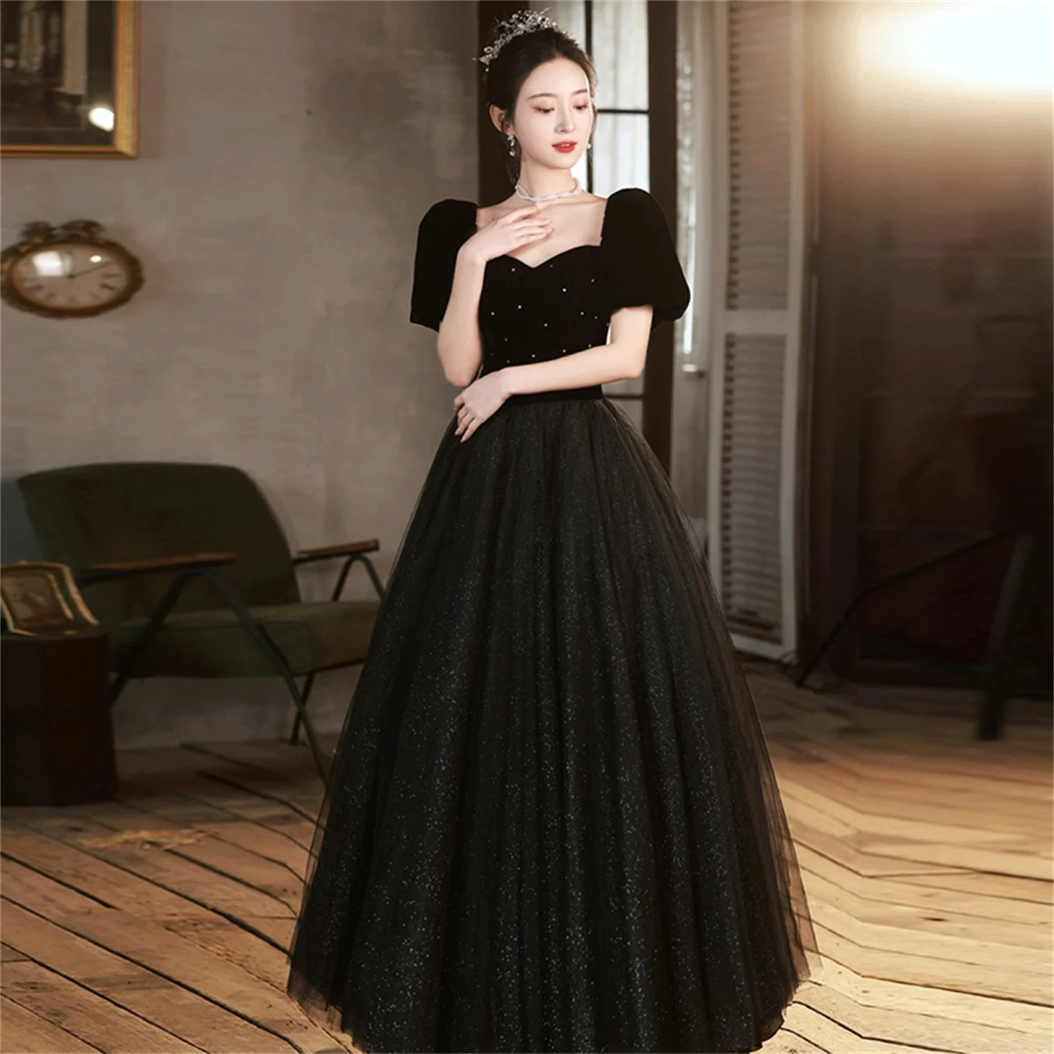 Abendkleid Party kleid für Brautkleid schwarz plus Größe Brautkleider für Braut Temperament Luxus Brautkleider