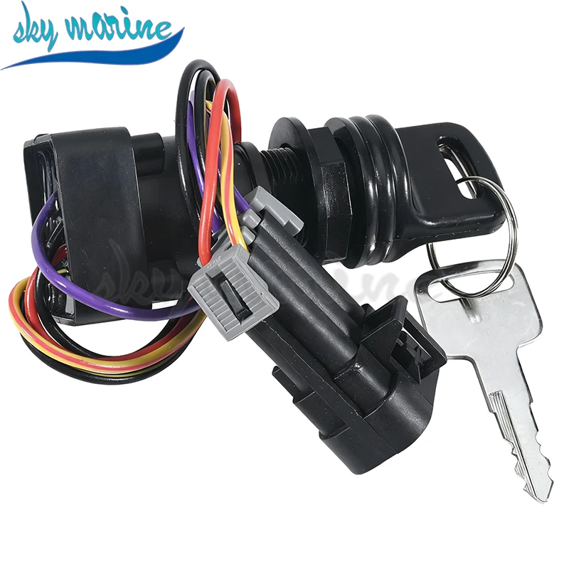 87-897716K01 3-Position Ignition Key Switch W/Harness 897716 8M0059686 for Mercury Marine Quicksilver Outboard Motor Replaces