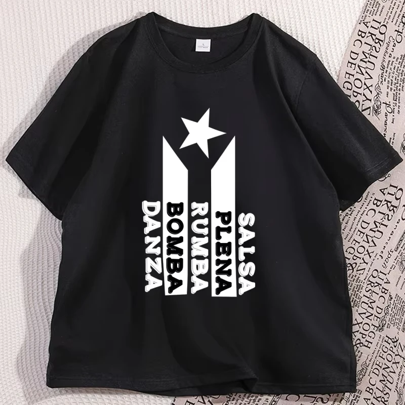 Camiseta Salsa Plena Rumba para hombre y mujer, camiseta con bandera de Puerto Rico, camisetas para amantes de la música latina, ropa de algodón de manga corta con cuello redondo
