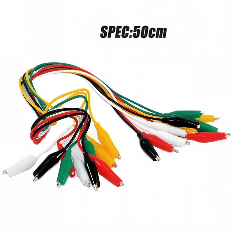 10pcs 50cm Colorful Alligator Clips Electric DIY Small Battery Power Cord Sheath Double Head Test Clamp 28mm 35mm 45mm