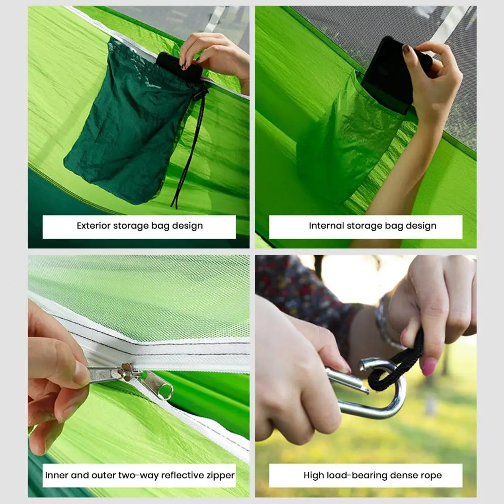 1 Set Ultralight Travel Hammock with Hanging Ropes Carabiners Stable Strong-Load Bearing Hanging Bed Hammock Camping Supplies