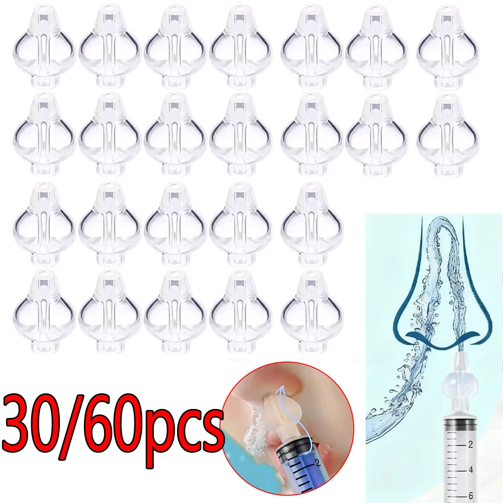 

30/60Pcs Soft Tip Nasal And Ear Wash Syringe Cap Reusable Adult Children's Nose Mouth Cleaner Ear Wash Accessory