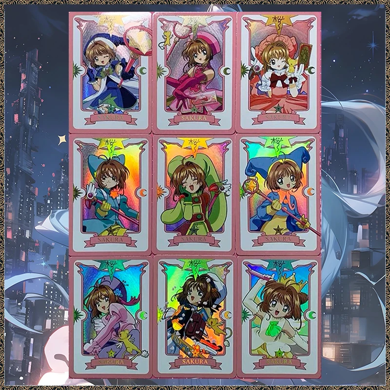 9pcs Japanese Anime Goddess Story DIY ACG Kinomoto Sakura Game Foil Holographic Collectible Cards Christmas Birthday Toy Gift