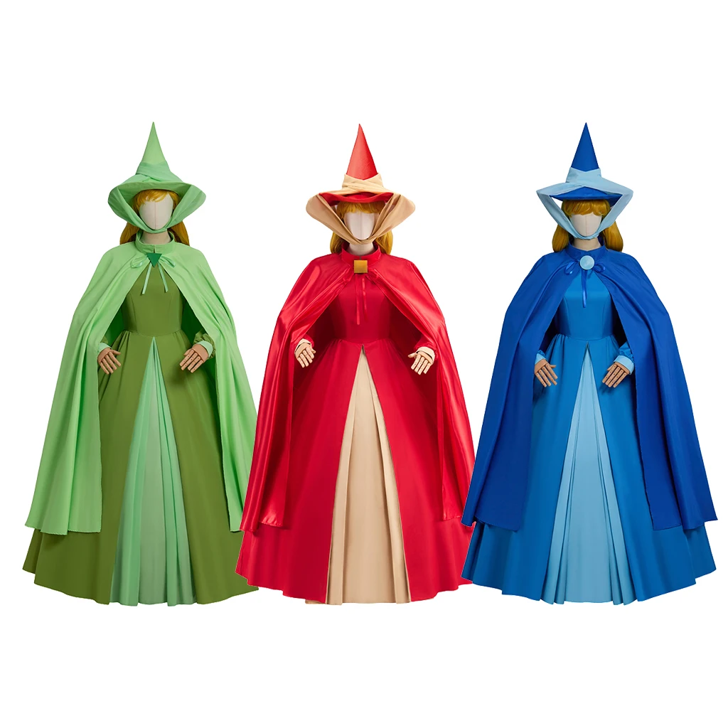 

Хорошая фея, карнавальный костюм, Флора, фауна, костюм русалки, платье со шляпой, карнавальное платье на Хэллоуин, наряды