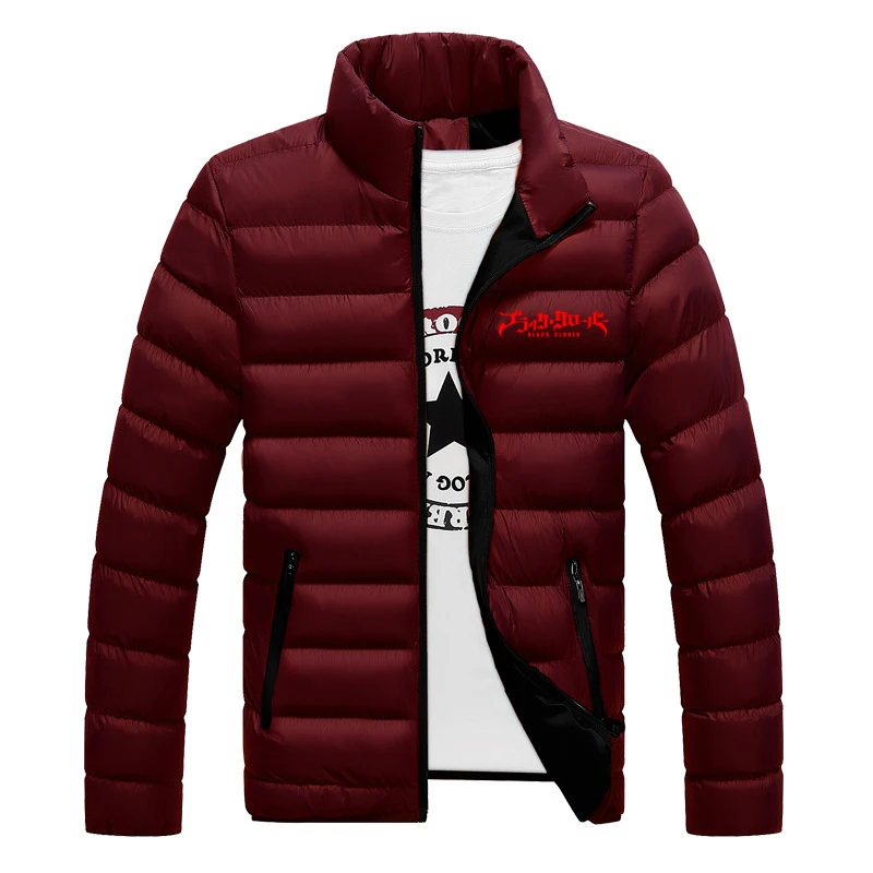 2025 Fashion Autumn And Winter New Style Men's Seven-color Cotton-padded Hooded Jacket Black Clover Asta Zipper Coat view 3