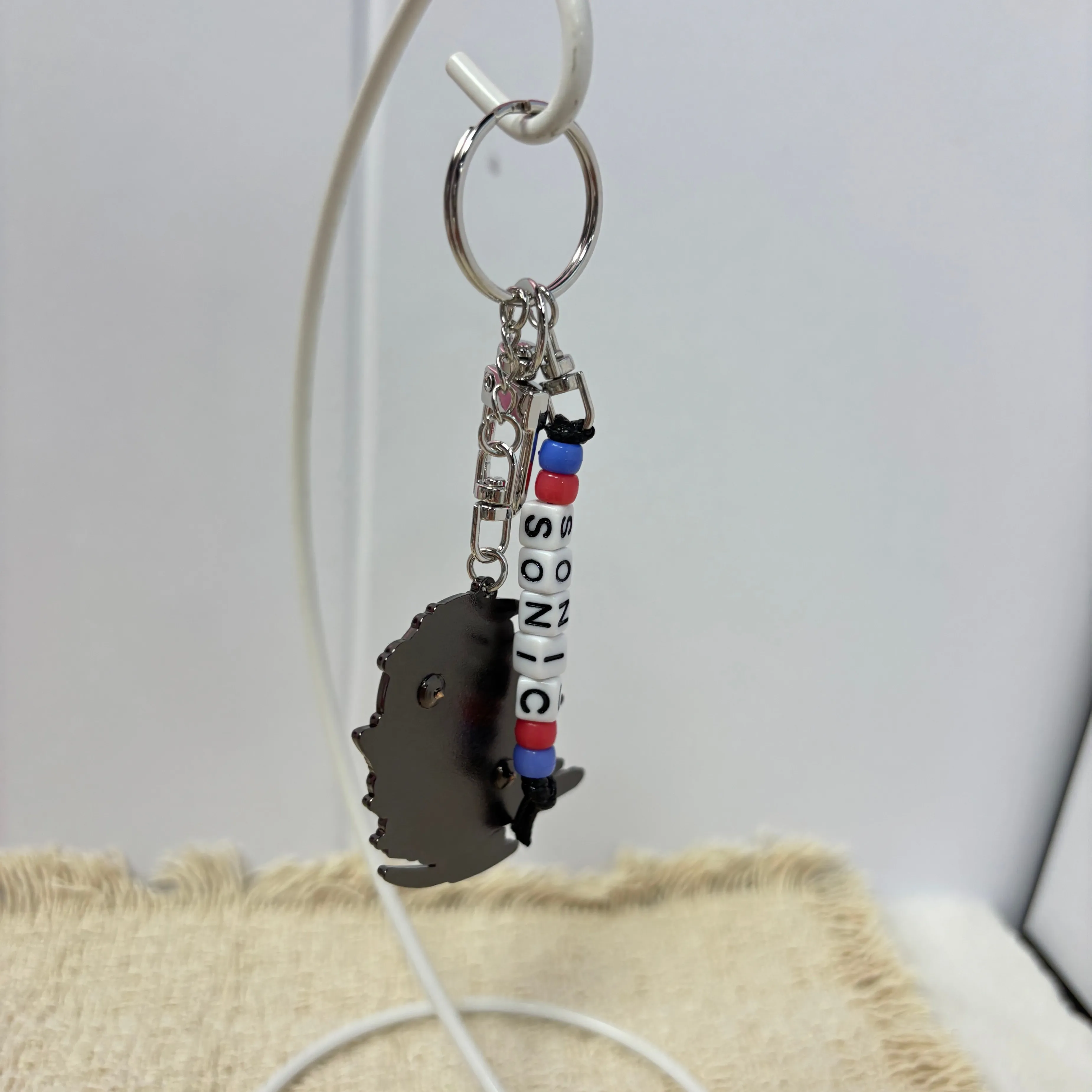 Sonic Metal Bag Charm, Letter Bead Cartoon Pendant Keychain, Cute Backpack Decor Ornament Fashion Bag Accessory - view 3