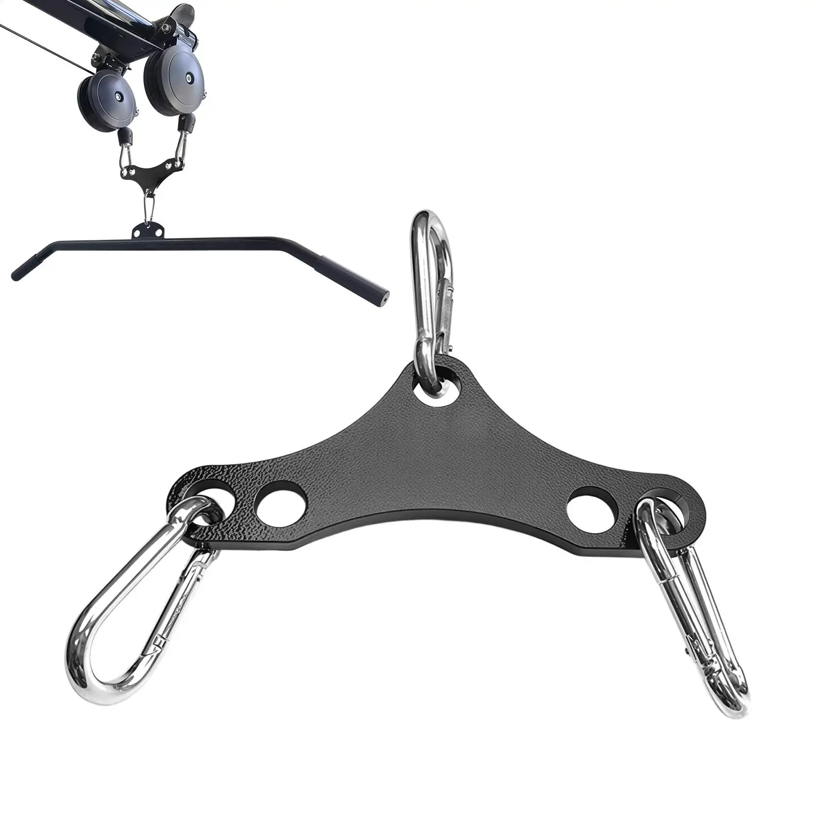 2-to-1 Cable Attachment Adapter Heavy Duty Fitness Pulley Connector Accessories With Du al Hooks For LAT Pulldown Home & Gym Use
