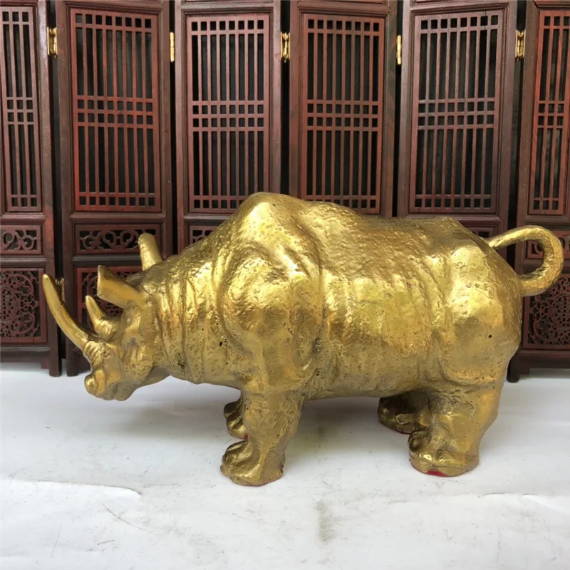 

Guyunzhai Antique Brass Rhinoceros Animal Decoration Gifts Collection Crafts Copper Ornaments