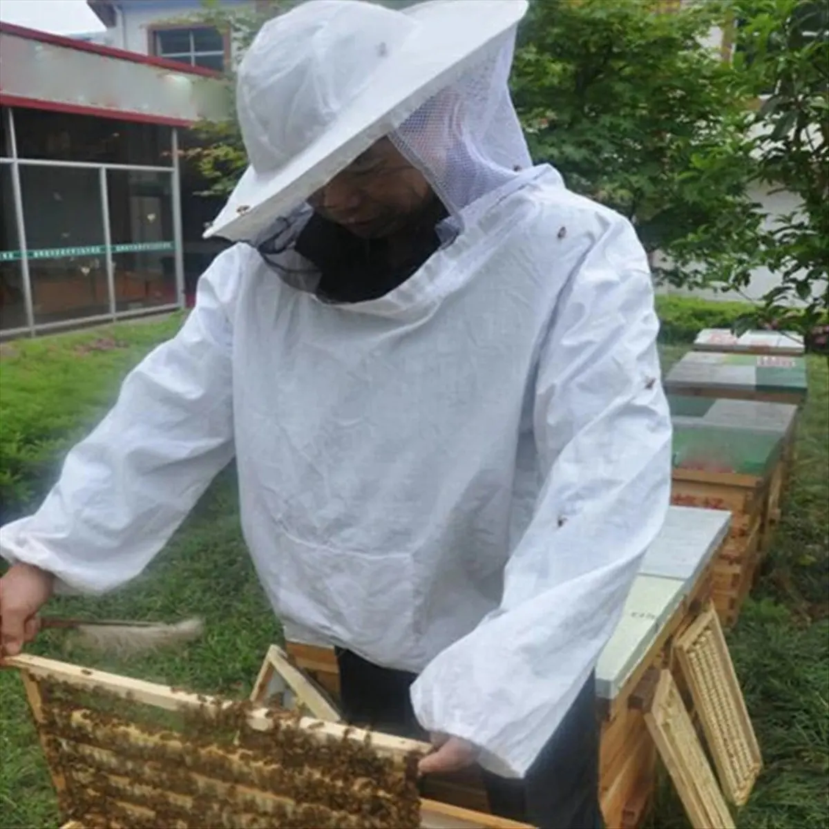 Beekeeping Suit Bee Clothes of with Hat Anti-Bee Suit Anti-Bee Bite Equipment Farming Clothing Coverall,Camouflage Color-A75P