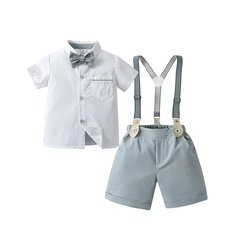 

Formal Party Baby Boys Costume English Gentleman Children'S Clothing Sets Short-Sleeved Shirt Shorts 2pcs Outfits Kids Clothes