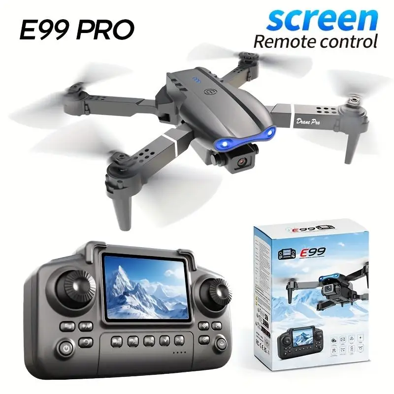 

E99 PRO Foldable with Screen Remote Control Dual Camera Optical Flow Positioning Auto Follow Waypoint Flight 8 Minutes Battery Life Shockproof ABS Body Indoor Outdoor 5 pro obstacle avoidance Folding Quadcopter drone with 4k camera drone