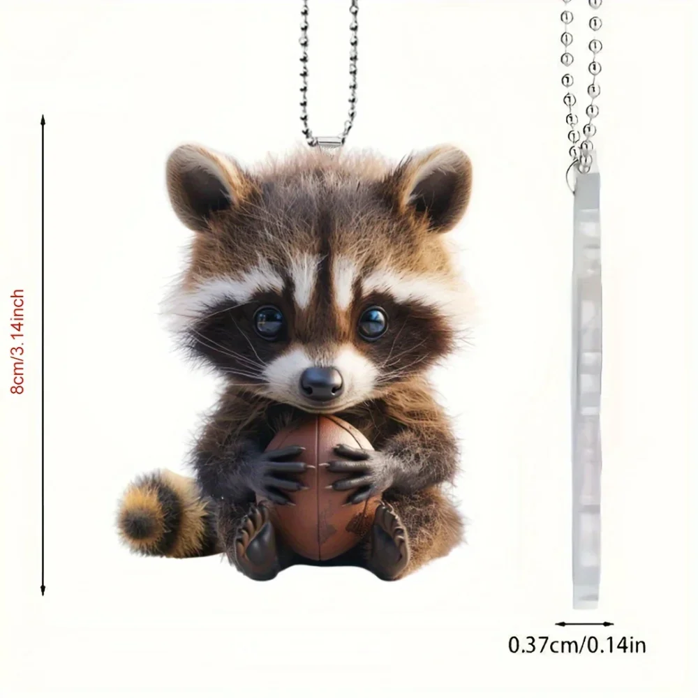 Cute Raccoon Rugby Pendant Versatile Charm Novelty Raccoon Keychain for Car Mirror,Backpack,Home,Graduation Festive,Gift & Decor