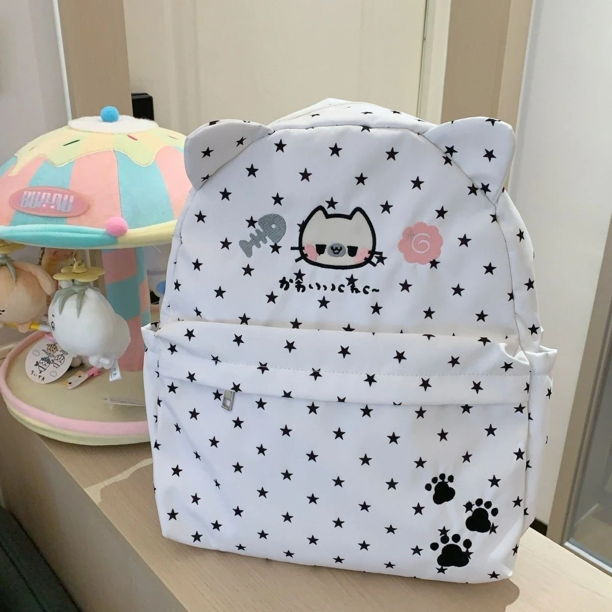 Original Japanese Star Cat's Ears Aesthetic Cute Canvas Kawaii Backpack All Match Preppy Style Student School Backpack Mochilas