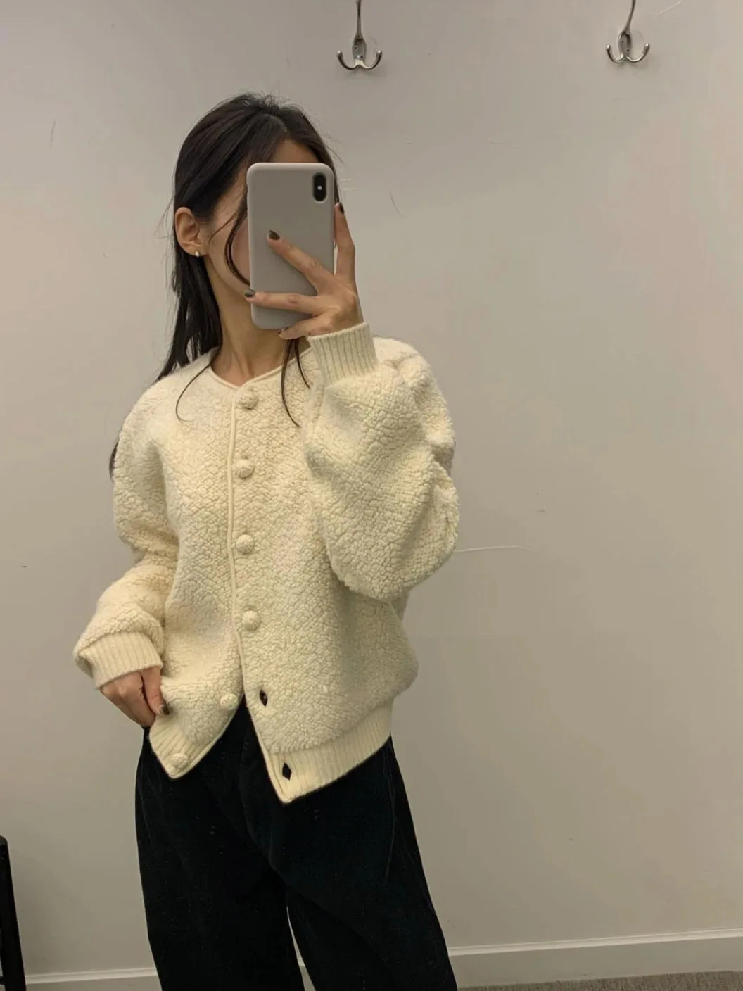

Gentle Sle Women's Knitted Woolen Sweater Single Button round Ne Loose Fit Long Sve Cardigan Daily Wear Spring Autumn