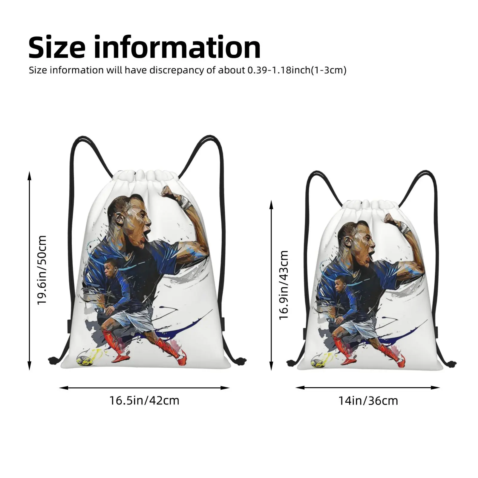 Custom Mbappes French Soccer Drawstring Backpack Sports Gym Bag for Men Women KM Football Shopping Sackpack