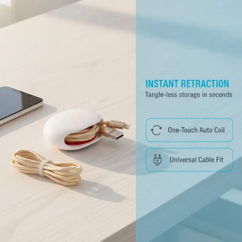 Automatic Data Cable Management Box Automatic Retraction Self-Winding System For Sorts Earphone Data Charging Cables