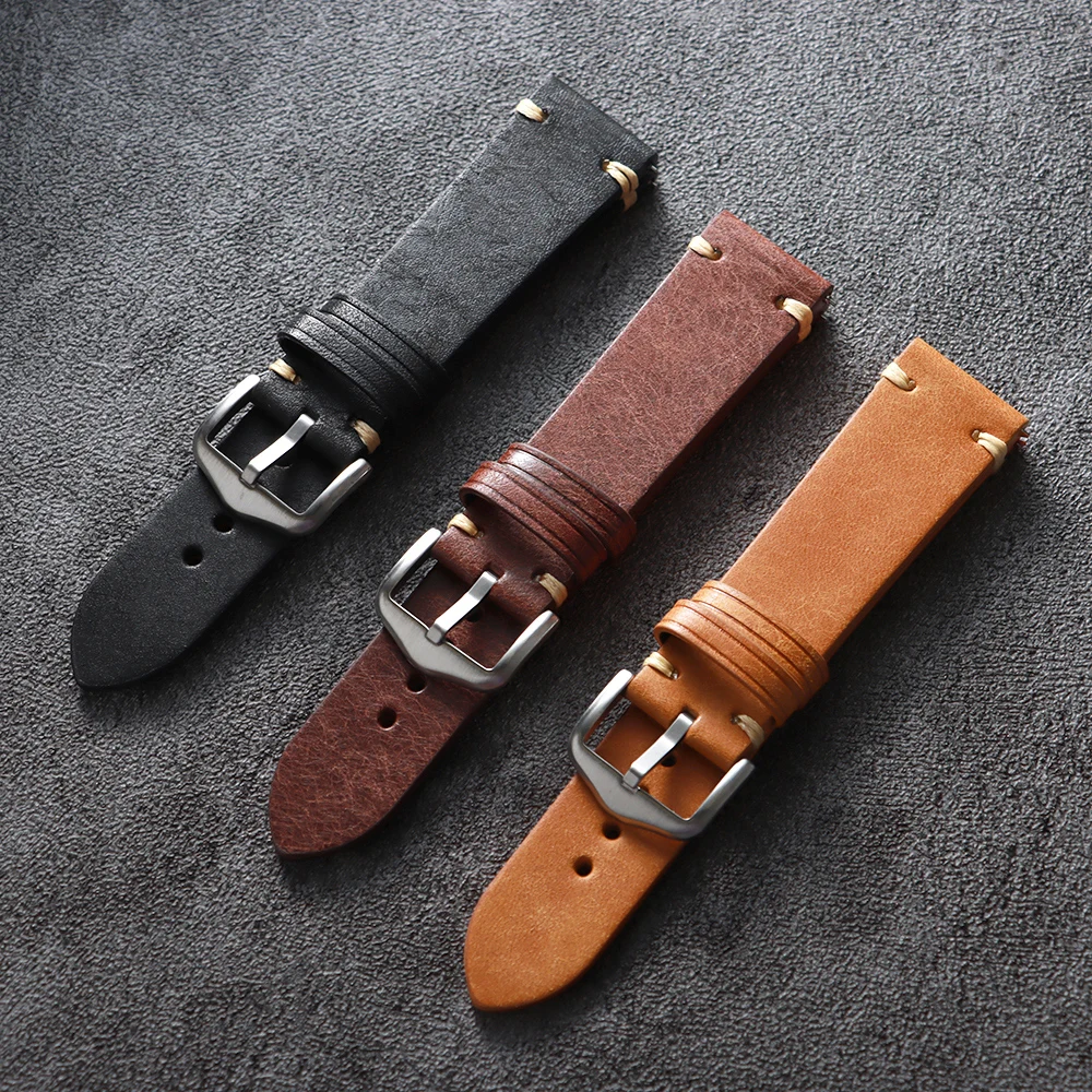 18mm 19mm 20mm 21mm 22mm Echtes Leder Armband Matte Band Universal Armband Retro Armband Quick Release Bar Armband