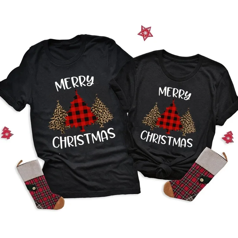 Christmas Family Shirts Christmas Tree Print Men Women Kids Family Matching Clothes Xmas Family Holiday T-Shirt Outfits