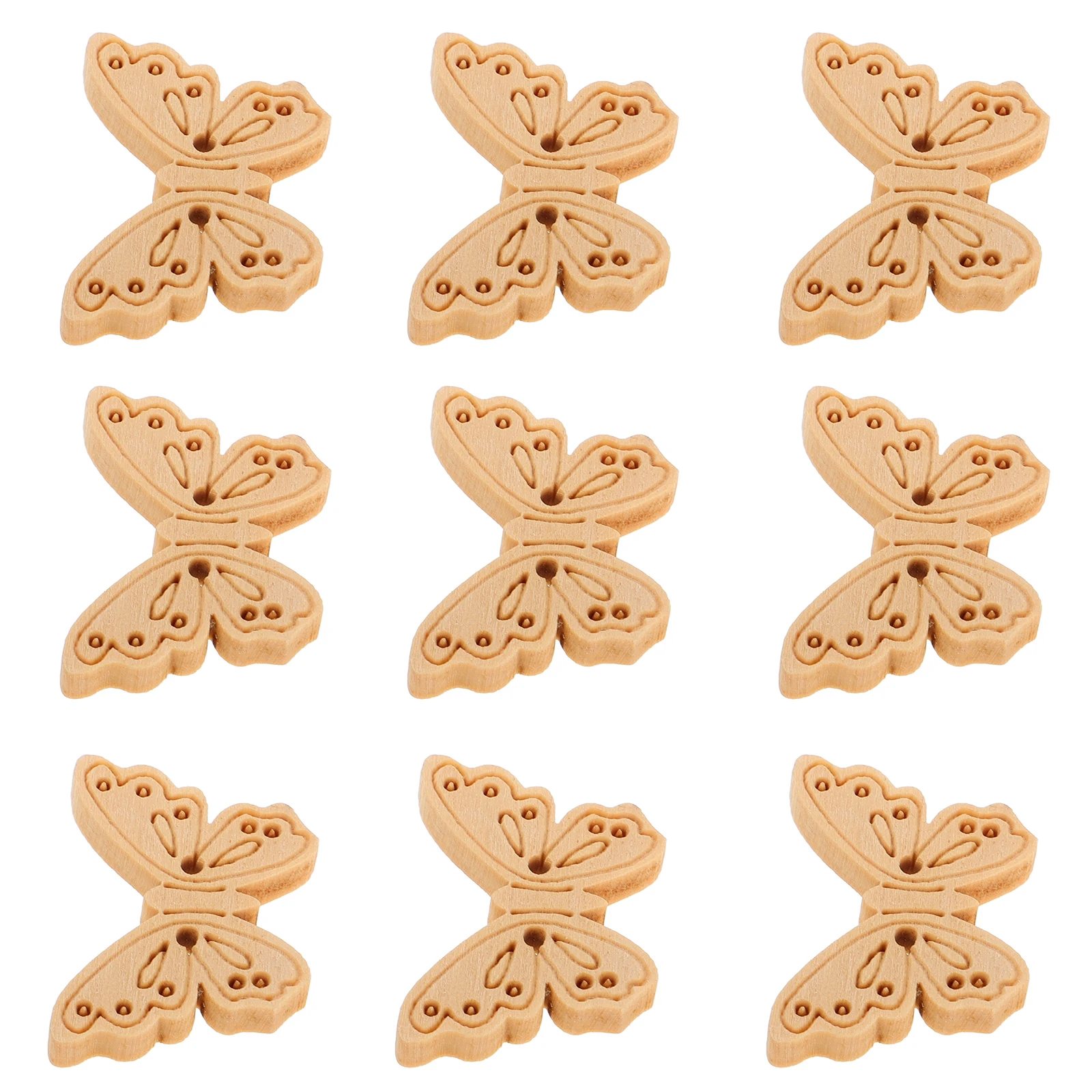 

50pcs Wooden Buttons Round Shape Cartoon Butterfly Crafting Sewing DIY Accessories Clothing Decorative Vintage