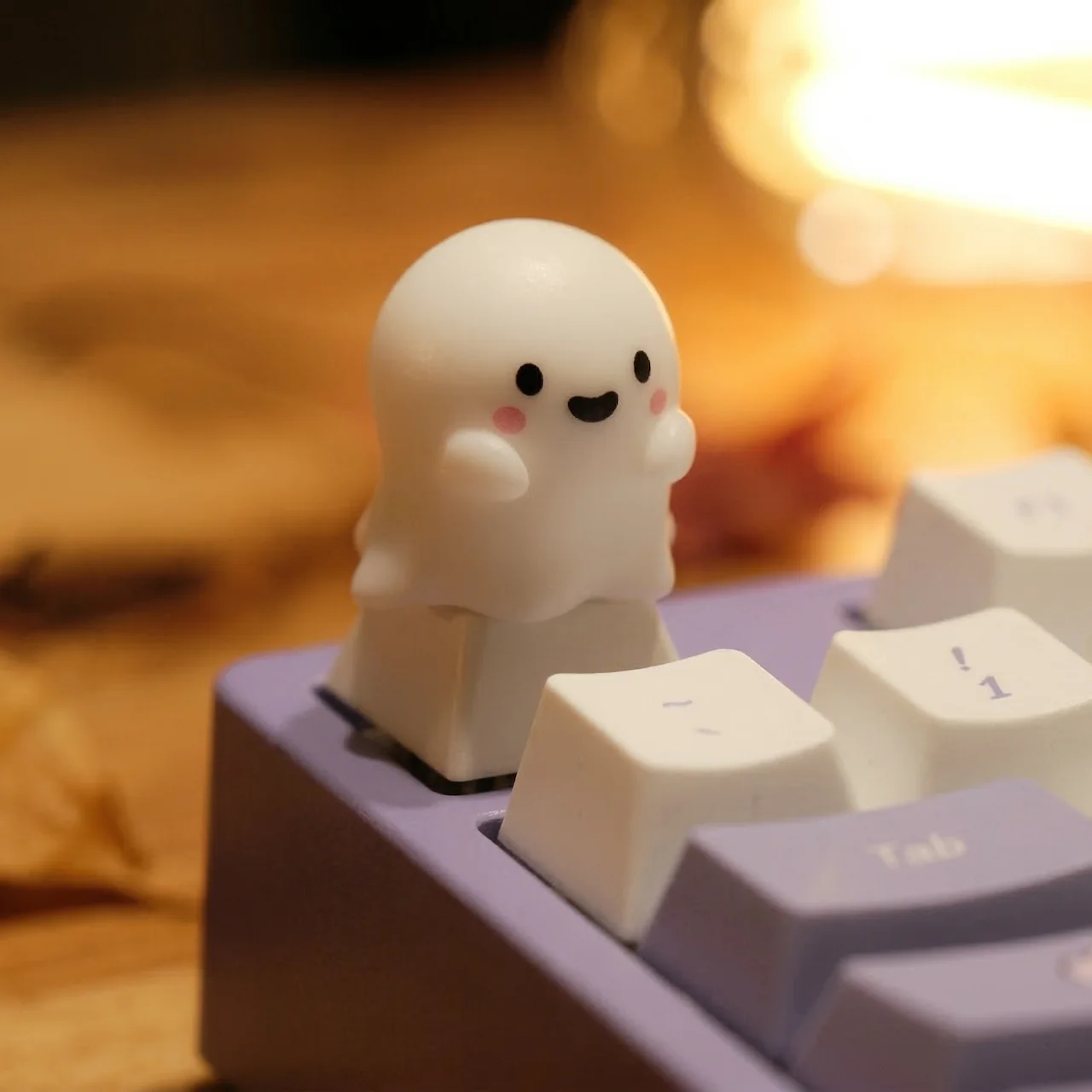 Cute Ghost Keyboard Keycaps Set 3pcs - Adorable Character Design for Mechanical Keyboard, Desktop Decoration, DIY Custom Accesso
