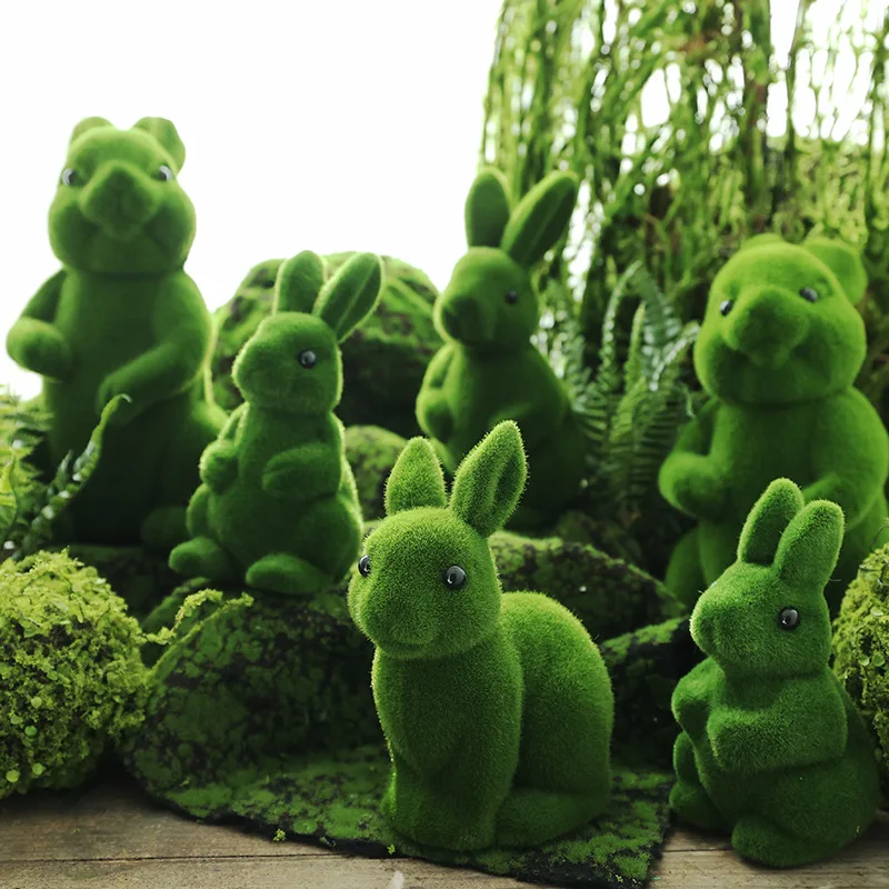 Moss Forest Simulation With Animals Rabbits For Wedding Kindergarten Shopping Mall Window Display And Garden Decor