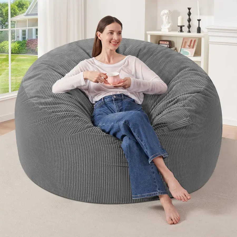 

3FT Bean Bag Chair,Giant Bean Bag Chairs for Adults,Big Bean Bags with Memory Foam Filled, Large Beanbag Chairs with Soft Cordu