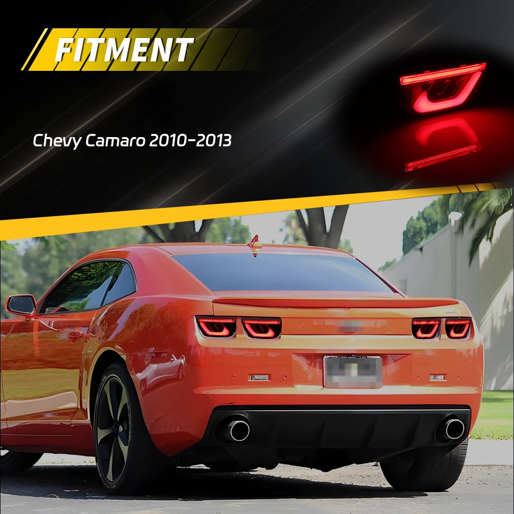 2Pcs For 2010 2011 2012 2013 Chevrolet Camaro Rear Bumper Tail Light Brake Light Reflector DRL Light Turn Signal Light W/LED