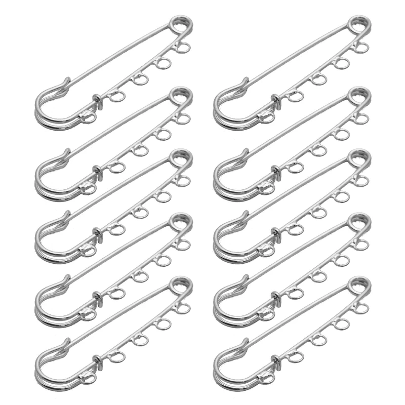 10Pcs/set Heavy Duty Safety Pins Brooch Pins Sewing Crafts Clothing Costume Decor 5 Holes for Brooch Making Blankets