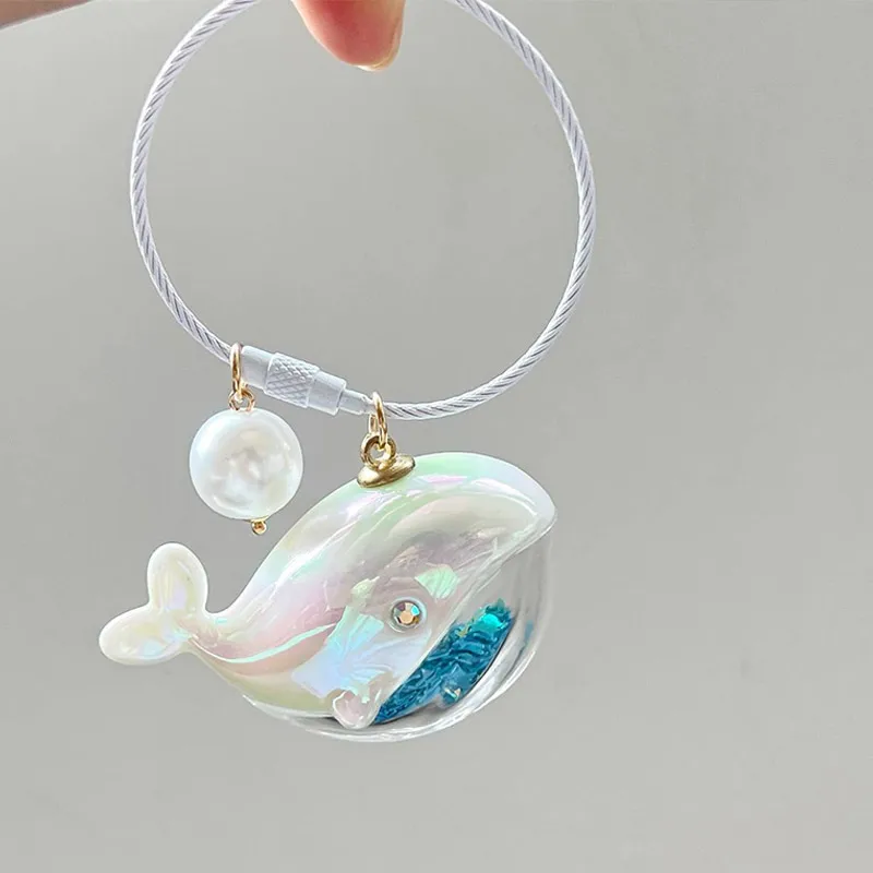 Cute Whale Keychain Small Acrylic Blue Whale Key Pendant Colorful Animal Ornament For School Bag Cell Phone Wholesale