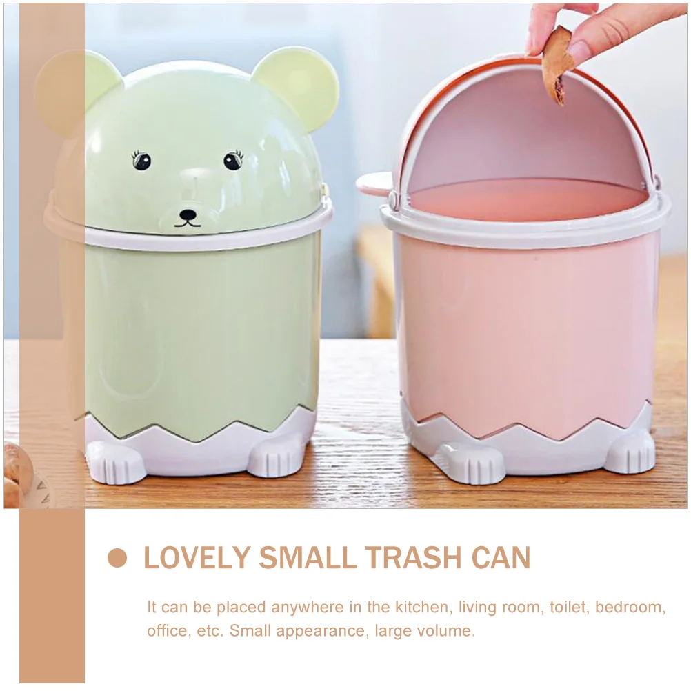 

3pcs Mini Desktop Trash Can Flip Lid Small Countertop Garbage Bin for Office Bedroom Bathroom Adorable ABS Odor Proof Tidy