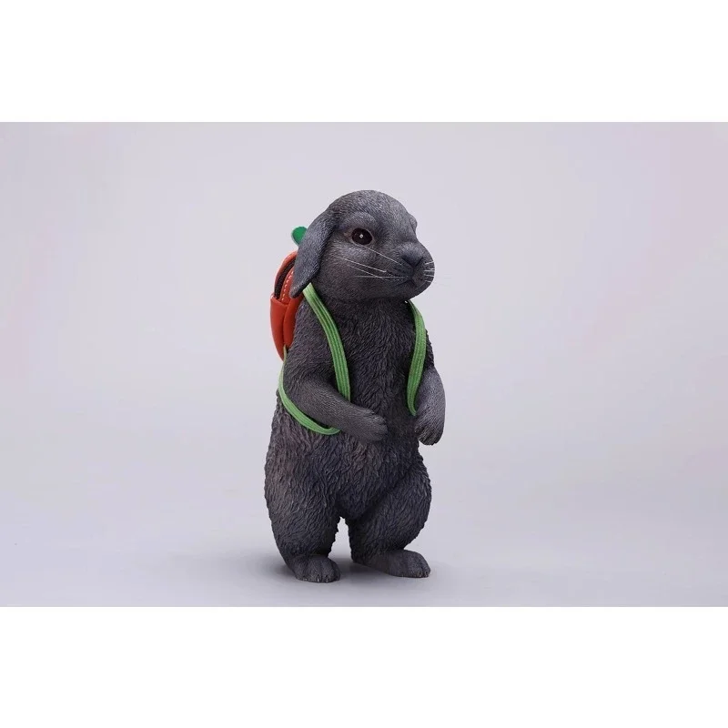 X42402 1/4 مقياس لطيف لوب محاكاة الراتنج الحيوانات الأليفة الأرنب نماذج للحيوانات مع حقيبة ظهر قابلة للفصل GK عمل تمثال هدية