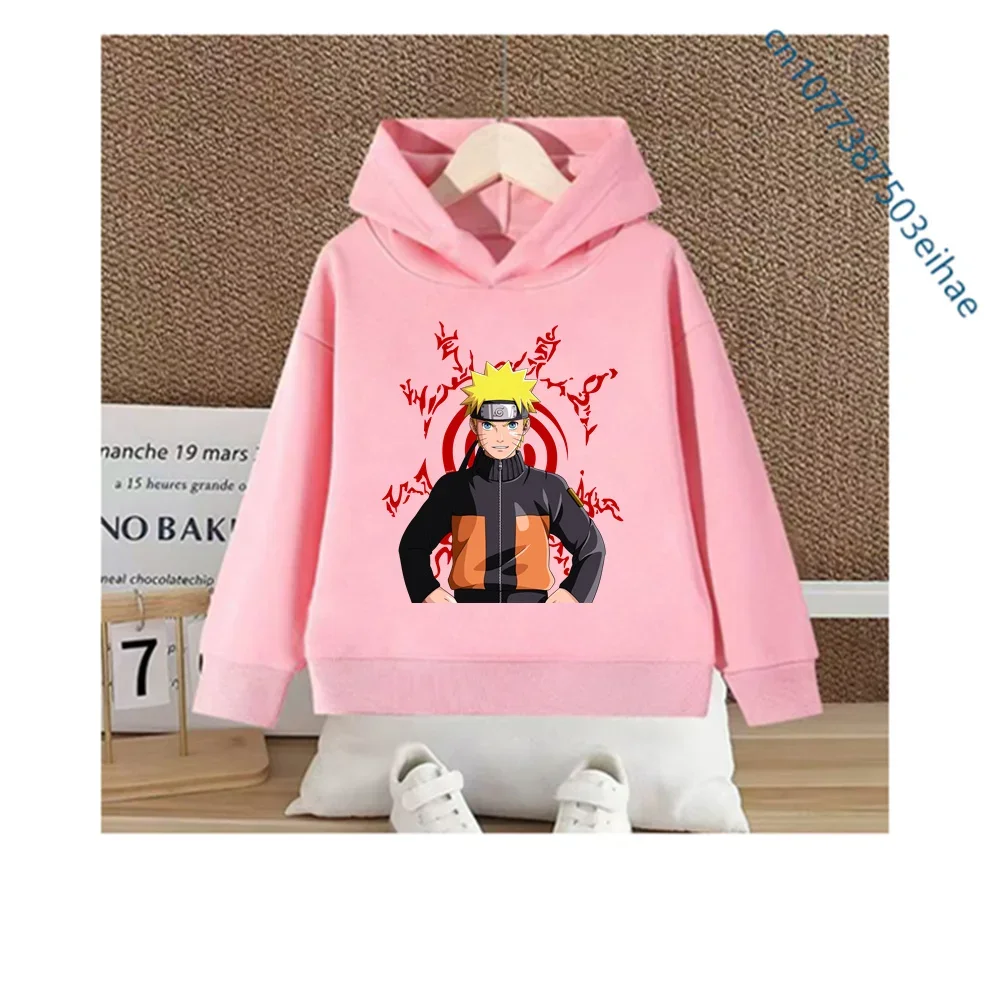 Male and Female Children's Naruto Hoodie Long-sleeved Pullover T-shirt (2026 Harajuku Style Street Fashion Pullover Hoodie)